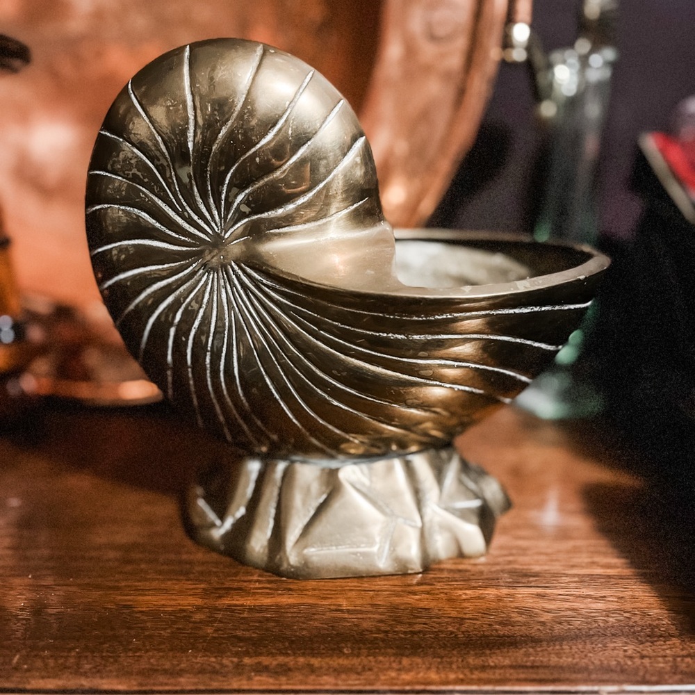 Solid brass Nautilus Shell Vase